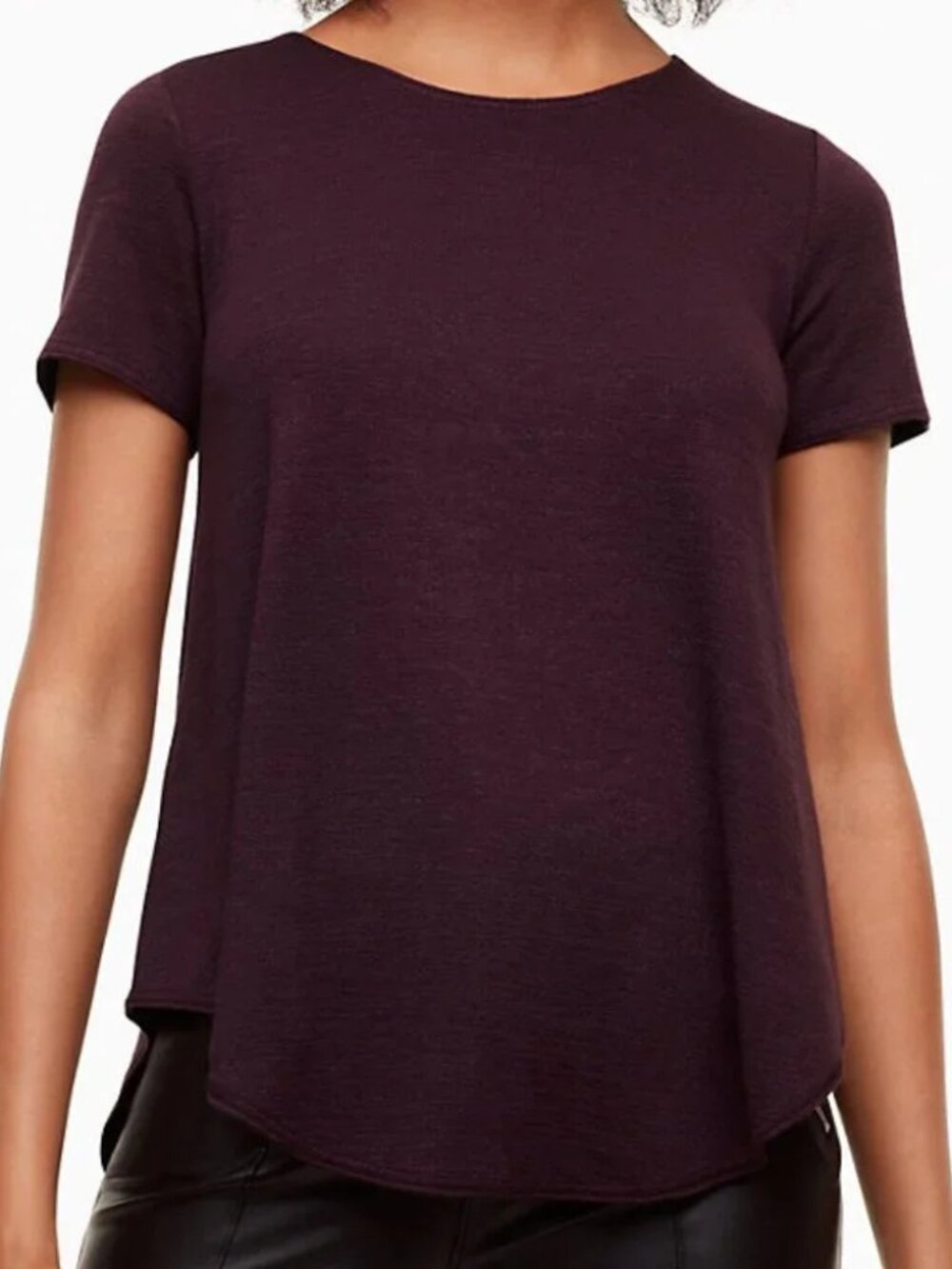 Wilfred Free Aritzia burgundy Reposa Esther knit short sleeve t-shirt